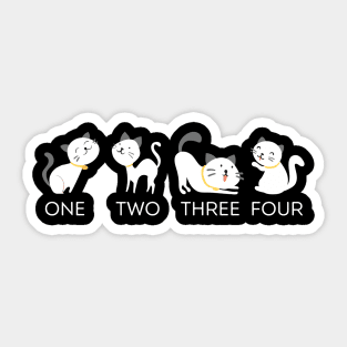 ONE TWO THREE FOUR Cats Sticker